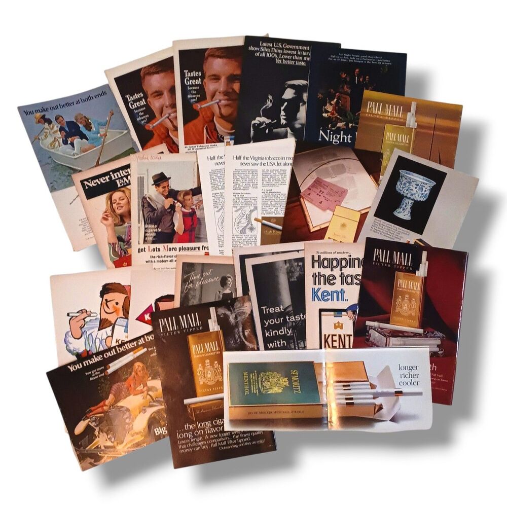 Vintage Tobacco Cigarette Print Ad Lot of 21-1960s-American-European-Tobacciana